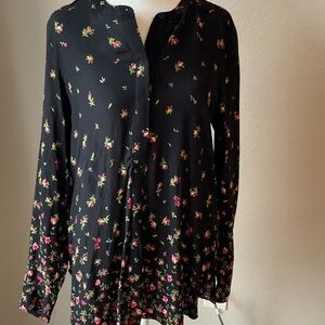 Old Navy Black Floral Tunic Shirt